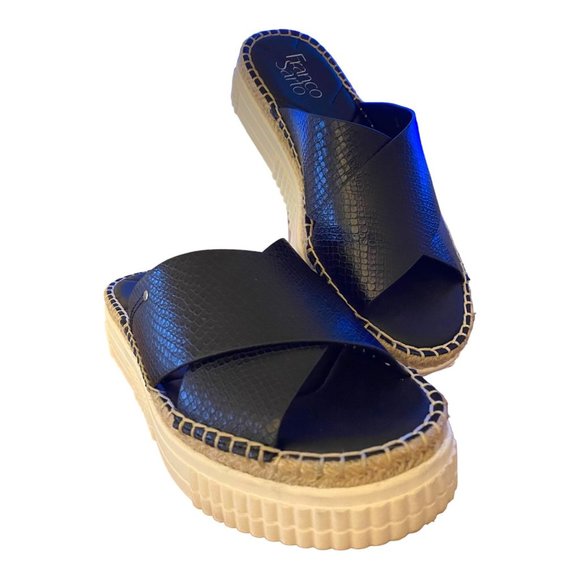 Franco Sarto Shoes - Franco Sarto Slide Sandal Women 8M Black Birch 1.25" Platform Open Toe Slip On